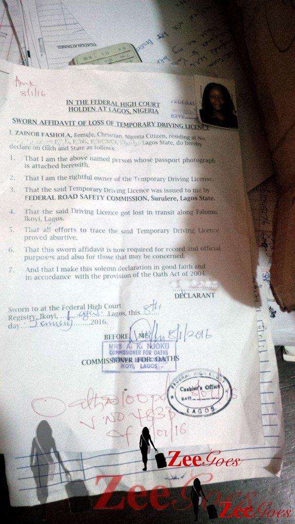 The court's affidavit. It say paid N100, but I actually paid N300...200 for the service ;)