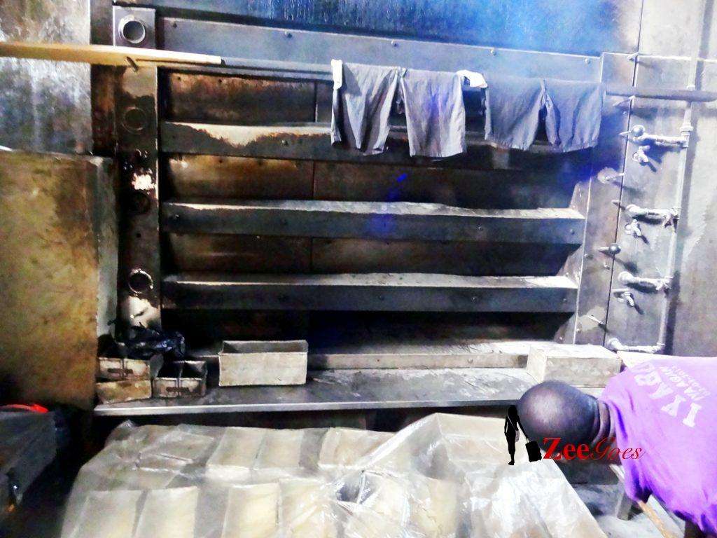 The baking area and 'drying' area