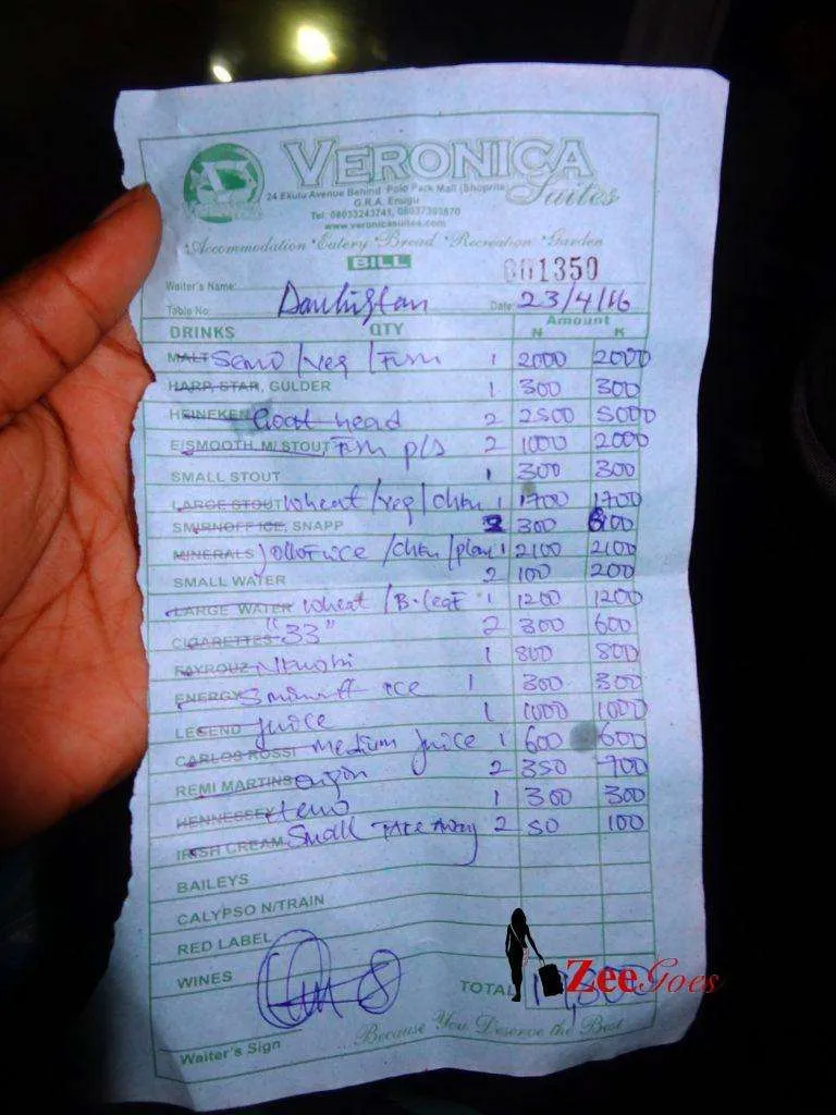 We really thought the bill would be much worse! Lagos restaurants, please take note!