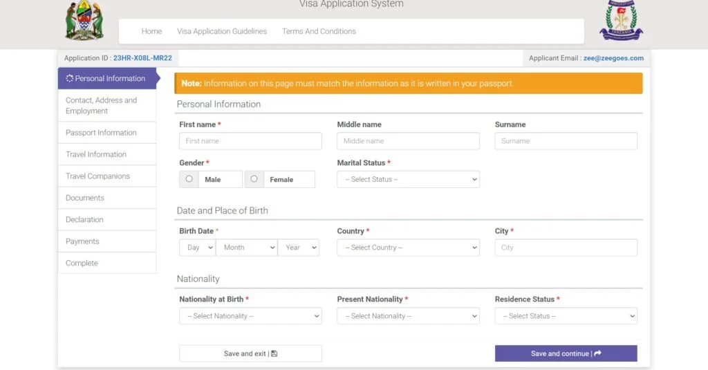 Visa To Tanzania, The Best Guide For Nigerian Passport Holders 6 Image guide for how to apply online for visa to tanzania