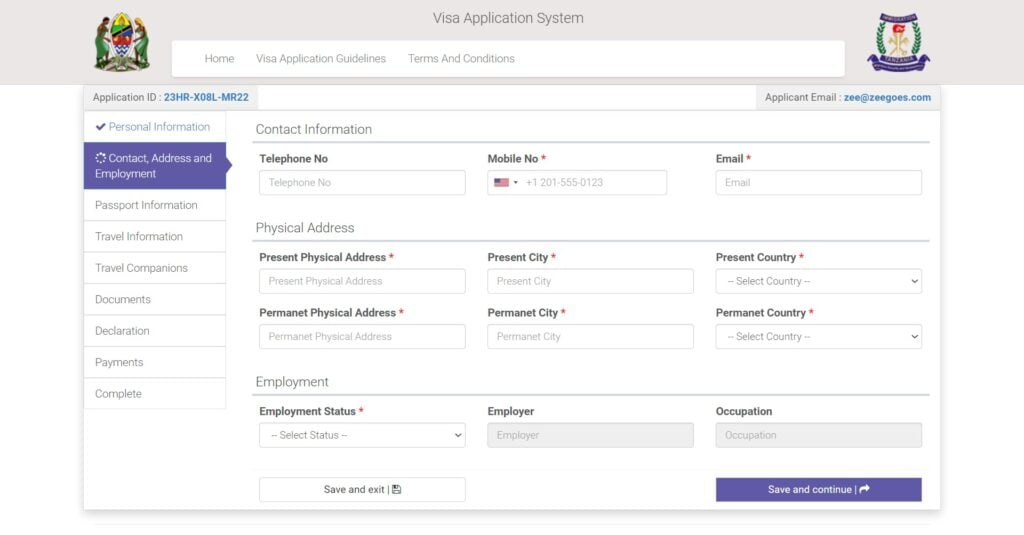 Image Guide for How to Apply Online for Visa to Tanzania