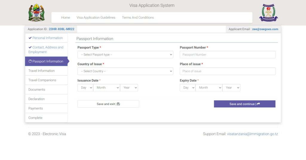 Image Guide for How to Apply Online for Visa to Tanzania